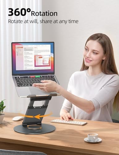 Nulaxy 18" Height Telescopic 360 Rotating Aluminum Laptop Stand Desk, Gray