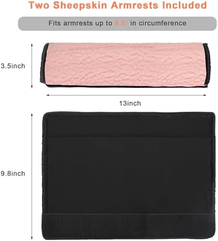 AHIER Wheelchair Armrest Pads, 2PCS Sheepskin Fleece Wheelchair Armrest Covers, Non Slip Arm Rest Cover Cushion pad for Wheelchairs (Pink)