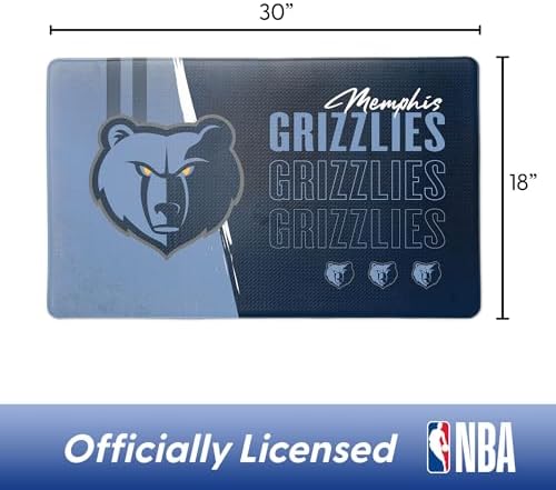 Northwest NBA Memphis Grizzlies Embossed Anti-Fatigue Mat, Cushioned Kitchen Floor Rug, Non-Slip PVC Standing Comfort, 18 x 30 in