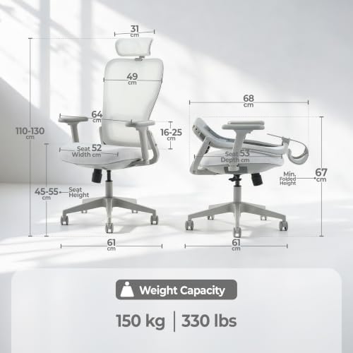 Tervo Model Y - Folding Ergonomic Office Chair - 3D Adjustable Arms