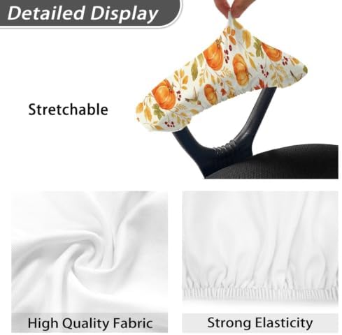 Pumpkin Maple Leaf Printed Office Chair Arm Covers Set of 2, Removable Office Gaming Chair Arm Rest Slipcovers with Elastic Edge, Soft Elastic Computer Chair Arm Covers, Easy to Install