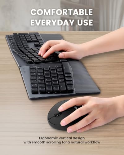 Perixx Perimice-719LRX, Left Handed Wireless Vertical Mouse - Duo Wired and Wireless Charging Feature - Charging Pad Included - Designed for Smaller Hands