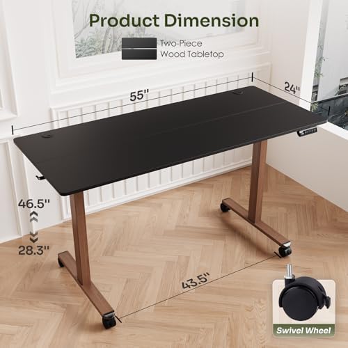 Monomi Electric Standing Desk 55”x24”, Height Adjustable Desk with Wheels