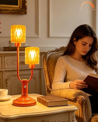 Lightdot Mid Century Modern Orange Table Lamp Vintage Lamp Gift Dimmable
