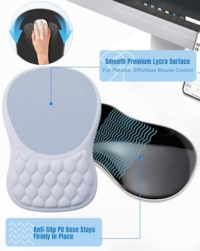 Ergonomic Mouse Pad with Sloped Memory Foam Wrist Rest