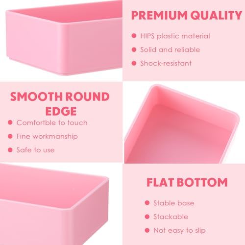 Teling 12 Pcs Pink Plastic Desk Drawer Organizer Pen Tray Shallow