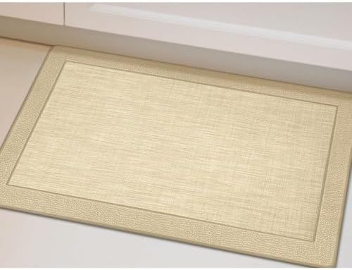 PowerSellerUSA Anti-Fatigue Clarke Comfort Floor Mat, Non-Slip Cushioned Standing Mat, ECO PVC Foam, Easy to Clean, for Kitchen, Bathroom, Living Room & Office Standing Desk, 18" x 30", Tan