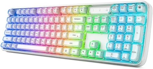 MOFII Upgraded Wireless Ergonomic Keyboard, BT/2.4Ghz Tri-Mode Ergo Keyboard with Natural Curve, RGB Backlit, Rechargeable Battery, Full-Size Keyboard for Computer/Laptop/Mac/MacBook, Pearl White