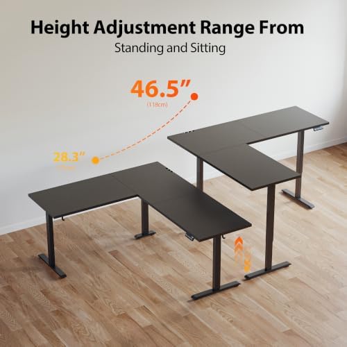 Agilestic 75 x 61 Inch L Shaped Electric Standing Desk, Black