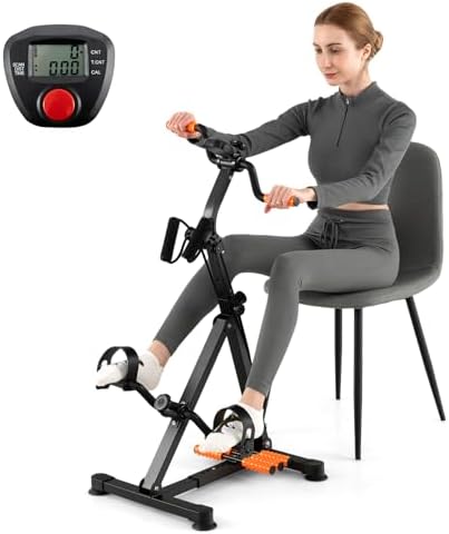 Pedal Exerciser Bike for Seniors, Hand Arm Leg Knee Physical Therapy Exercise Bike with Monitor