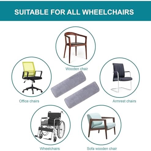 2 Pcs Wheelchair Armrest Pads Covers - Widened Self Adhesive Strips Comfortable and Protective for Wheelchairs, Office Chairs, and Armrest Chairs Comfort Padding Pressure (2 Pcs Size：M)