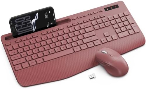 Wireless Keyboard and Mouse Combo - Full-Sized Ergonomic Keyboard