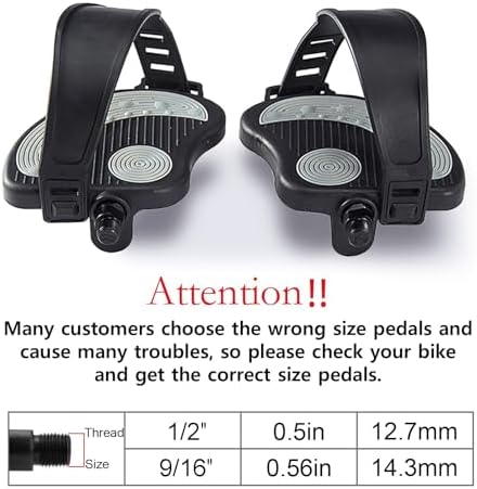 Exercise Bike Pedals Replacement with Adjustable Straps