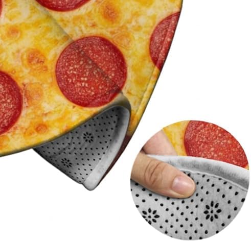 Large Machine Washable Circular Rugs, Home Decor Round Mat for Living Room Sofa Office Compatible with Pepperoni Pizza