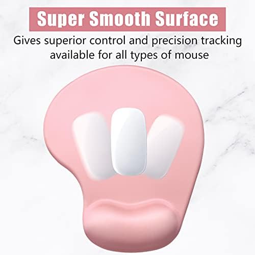 Hsurbtra Ergonomic Mouse Pad with Wrist Rest Support, Gel Mouse Pads with Non-Slip PU Base, Pain Relief Memory Foam Computer Mat, Cute Office Supplies Desk Decro Accessories, Rose Gold