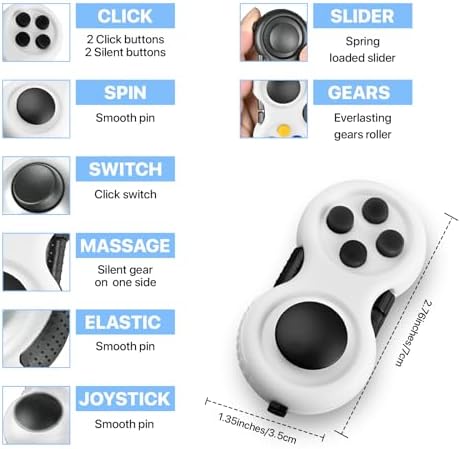 5PC Fidget Toys Adults Set Fidgets for Classroom Must Have Autism Sensory Pack Figette Cube ADHD Special Treasure Prize Tool Stress Relief Desk Cool Gadget for Kid Easter Basket Stuffers for Teen Boys