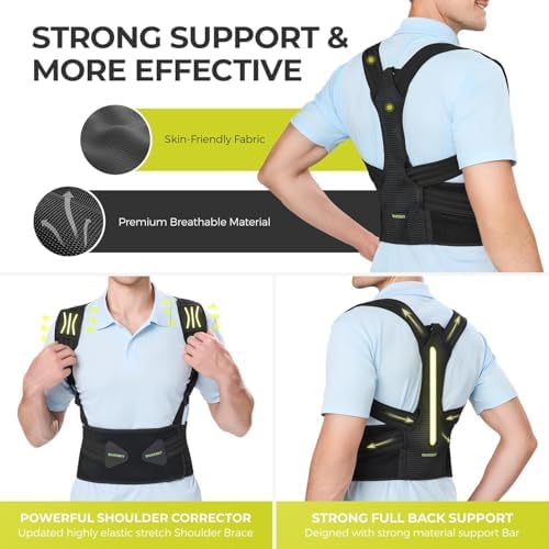 SHAPERKY Posture Corrector for Women and Men, Adjustable Upper Back Brace for Posture Hunchback Support and Providing Pain Relief from Neck, Shoulder, and Upper Back (1, Small/M)
