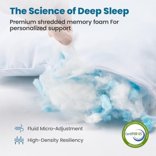 Resort Collection Cooling Shredded Foam Bed Pillows King Size Set of 2