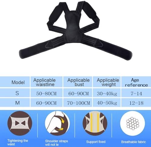 Posture Corrector for Kids and Teens, Adjustable Upper Back Brace, Children Humpback Corrector Shoulder Lumbar Support Back Straightener Providing Pain Relief from Neck, Shoulder, Upper and Lower Back