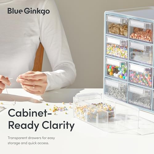 Blue Ginkgo 16-Drawer Storage Cabinet Organizer, Yellow, Made in Korea