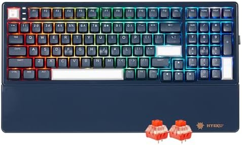 Hexgears Wireless Mechanical Keyboard with Wrist Rest,Tri-Mode BT5.0/2.4GHz/USB-C Hot Swappable Custom Keyboard,Pre-lubed Linear Switches,RGB Backlit Computer Gaming Keyboards for PC/Tablet/PS/Xbox