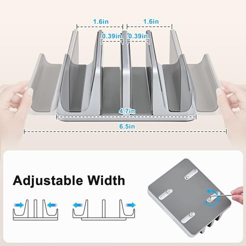 JARLINK 4-in-1 Adjustable Vertical Laptop Stand, Aluminum Holder, Silver
