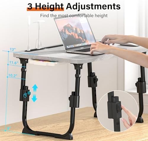 Lap Desk for Bed Adjustable Height with USB Port 23.6" x15.7" Desktop