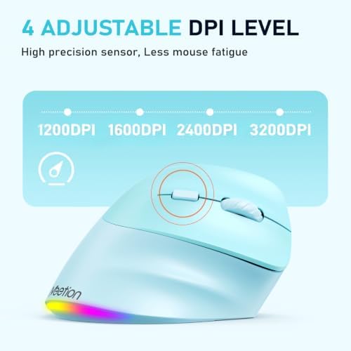 MEETION Ergonomic Wireless Vertical Mouse, Rechargeable, Blue