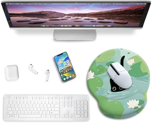 Blusabaca Cat Mouse Pad with Wrist Rest Ergonomic Mousepad Wrist Support
