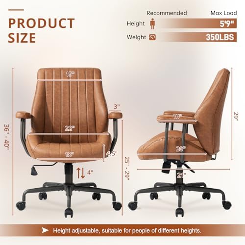 Ergonomic Home Office Chair Leather Desk Chairs with Adjustable Height