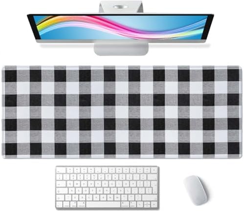 Buffalo Plaids Desk Pad Black and White Large Mouse Pad Gaming Mousepad Extended XL Keyboard Pad 31.5 x 11.8 in Laptop Computer Mouse Keyboard Mat for Office Desk Decor