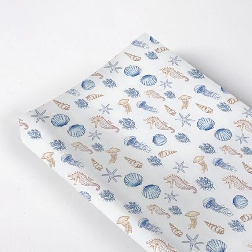 Sea Animals Seashells Seahorse Starfish Baby Changing Pad Cover, Unisex Ocean Beach Theme Nursery Diaper Changing Table Pad Mat Sheet for Boys Girls-16x32