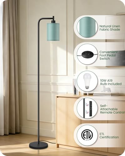 Dimmable Floor Lamp for Living Room with Remote & 10W Bulb