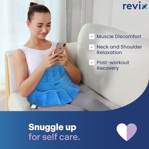REVIX Microwavable Heating Pad for Neck Shoulder & Back, Moist Heat, Blue