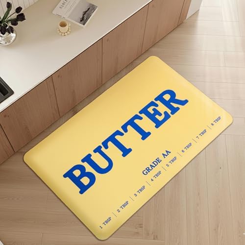 MSJGA Butter Rug Kitchen Rugs Floor Cushioned Anti-Fatigue Mat 17.3"x28"