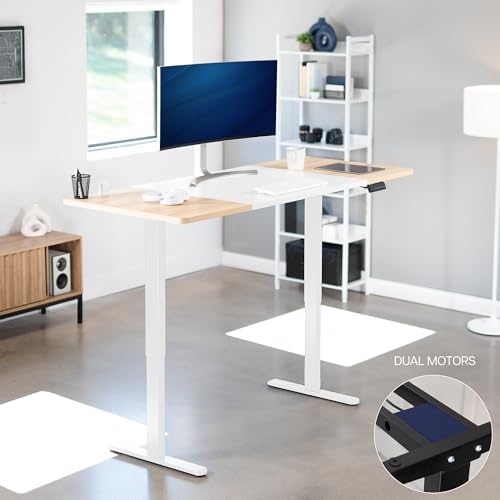 VIVO White/Light Wood 71 x 30 in Standing Desk, DESK-KIT-E2W7WC