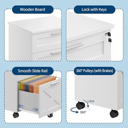 Garvee 3-Drawer Mobile File Cabinet with Lock, Under Desk Storage Drawer