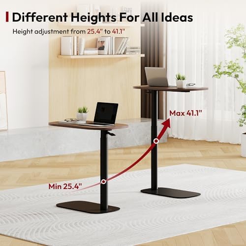 SANODESK 24''Standing Desk Pneumatic Height Adjustable Mobile Overbed Table