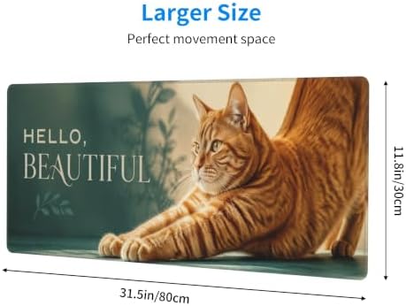 Orange Cat Gaming Mouse Pad Mouse Pads for Desk 11.8x31.5 in Teal