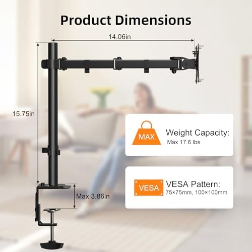 Pholiten Single Monitor Stand Desk Mount for 13-32 Inch