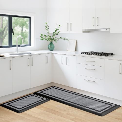 2PCS Kitchen Rugs Cushioned Anti-Fatigue Kitchen Mats Comfort Standing Mat