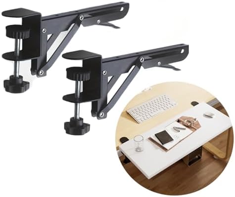Under Desk Keyboard Tray Support Bracket Adjustable Desktop Extension Board Stand Clamp-on Keyboard Holder Arm Rest Tray Extension Plate Support Rack for Desk, NO Board/Tray, 1 Set (Style01)