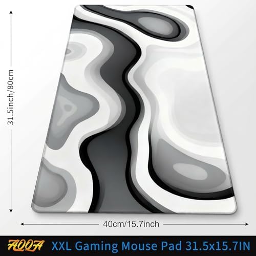 Large Gaming Mouse Pad 31.5x15.7 Inch,Gray Abstract Desk Mat Cute Keyboard