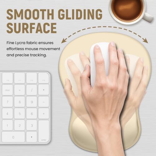 Ergonomic Mouse Pad with Wrist Rest, Gel Wrist Support, Beige