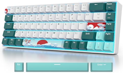 surmen Wireless 65% Mechanical Keyboard Hot Swappable, 68 Keys Bluetooth Gaming Keyboard with Quiet Linear Yellow Switch for PC Mac Gamer(Gateron Yellow, Forest 68)