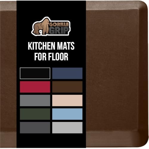 GORILLA GRIP Cushioned Antifatigue Kitchen Mat for Floor, 70x24, Brown