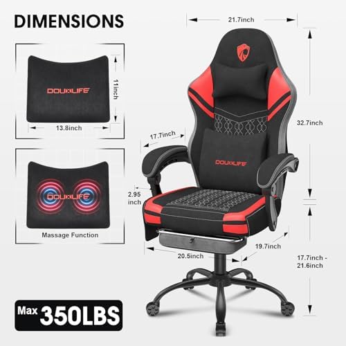 Tech Fabric Gaming Chair Ergonomic Computer Office Chair with Massage