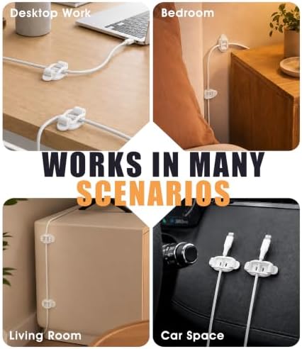20 Pack Cable Management Clips, Adhesive Cord Organizer-White