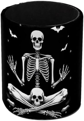 Funny Skeleton Pen Holder Pencil Organizer Cute Pencil Cup Desk Decor Makeup Brush Holder PU Multifunctional Office Supplies for Home Classroom School