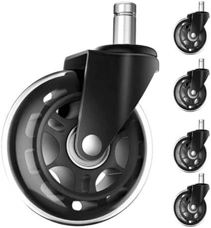 3 Inch Office Chair Wheels Set of 5,10mm Rubber Chair Casters Replacement,Heavy Duty Gaming Chair Wheels Protection for Hardwood Floors Without Chair Mats - 650lbs